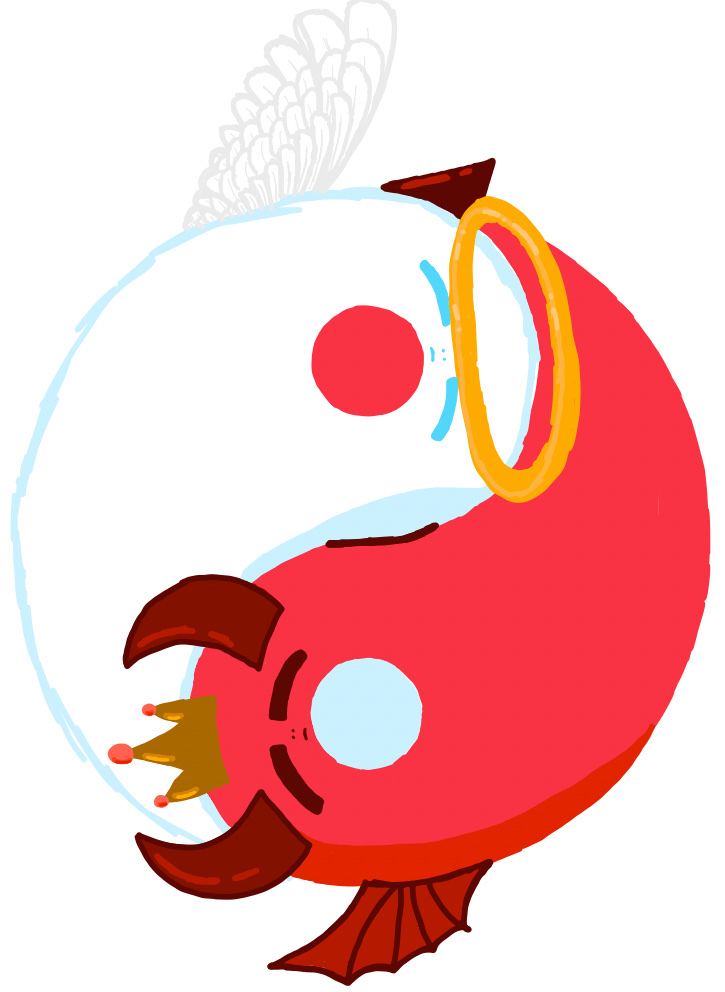 Rotating fish yin-yang style illustration